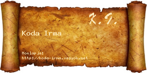 Koda Irma névjegykártya